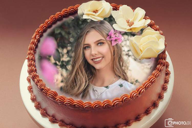 फोटो संपादन के साथ चॉकलेट जन्मदिन का केक